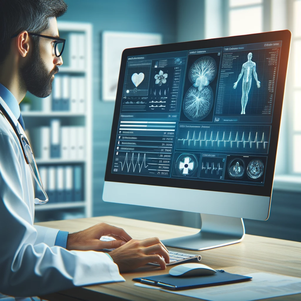 A clinical dashboard on screen