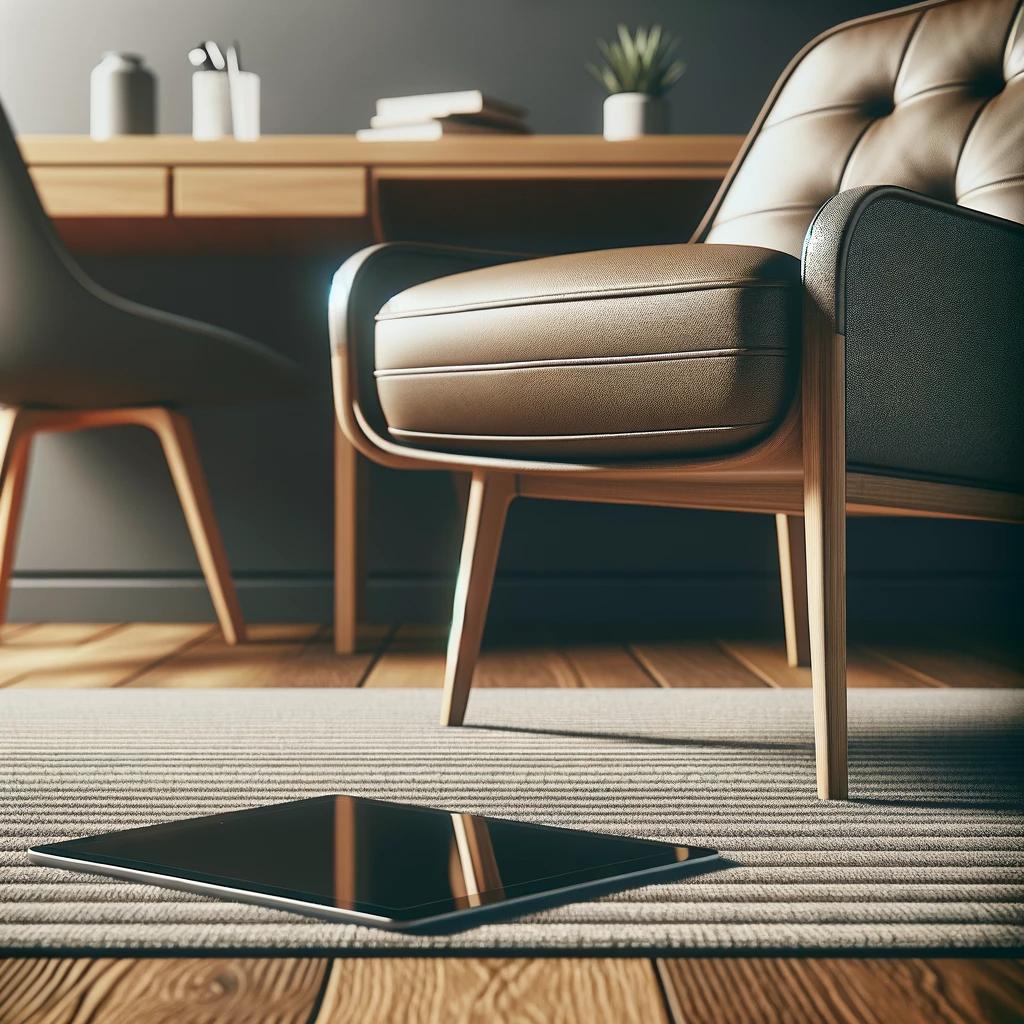 A quiet office with a chair facing a screen