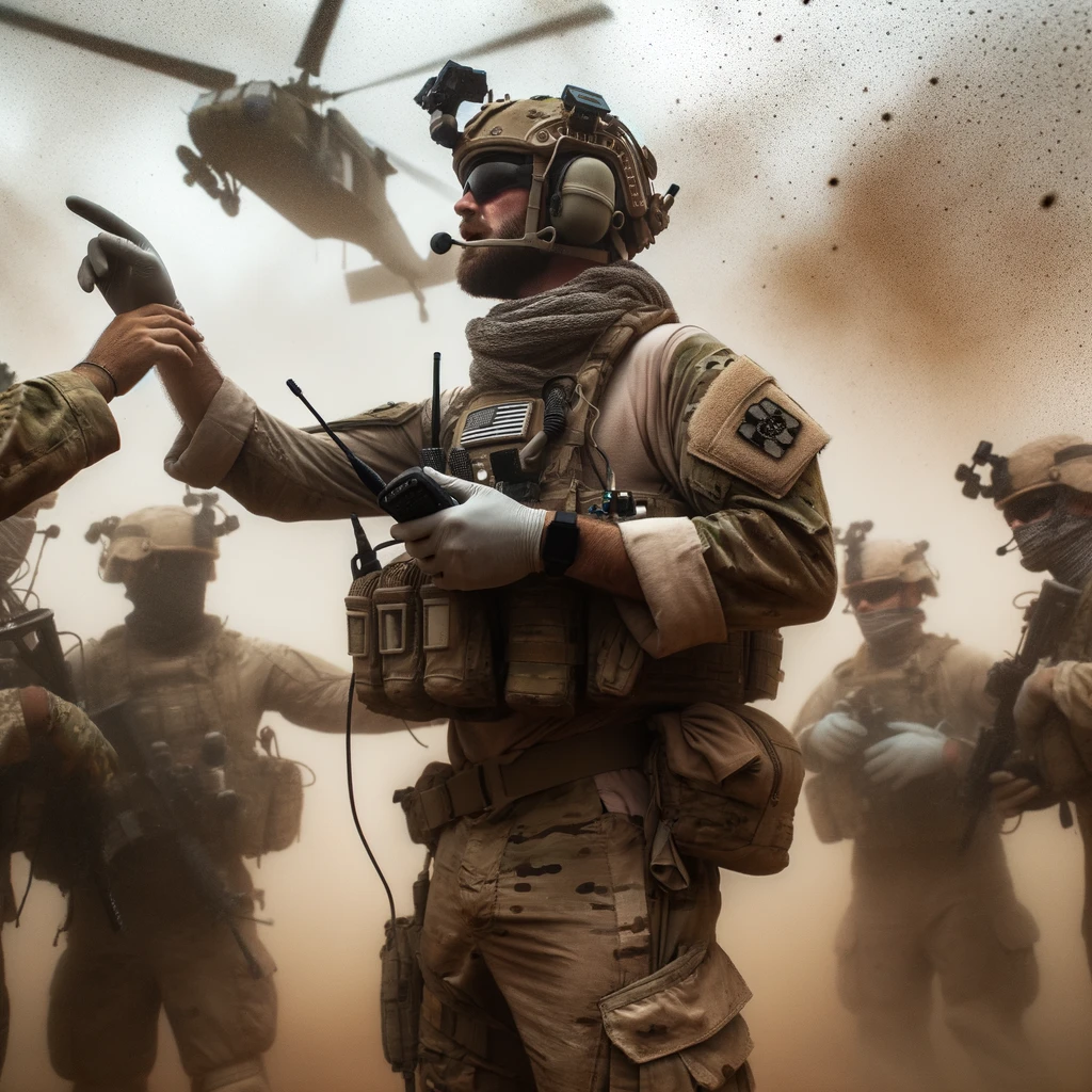 A convoy holds position as a dust storm closes in