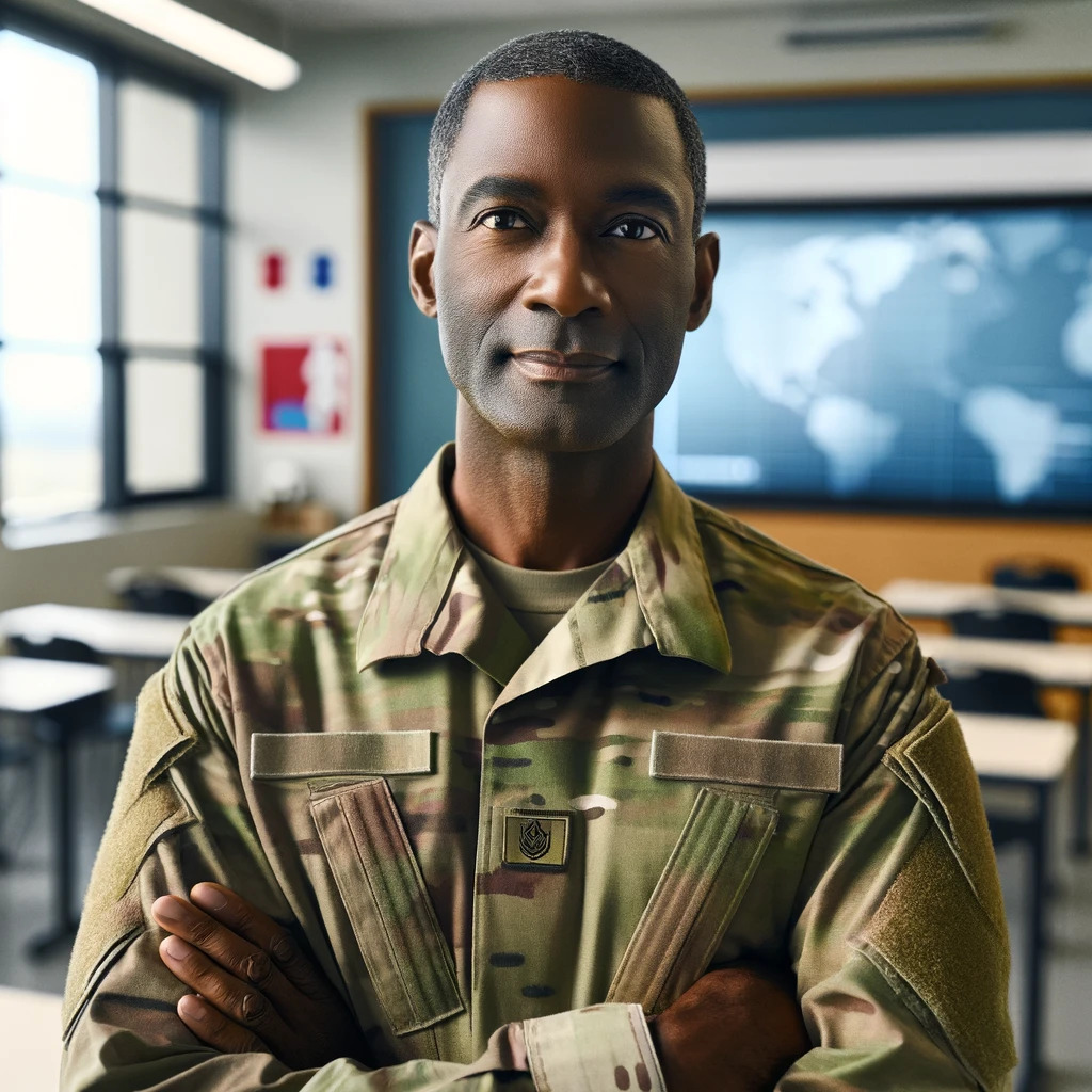 An instructor briefs a class in front of a mission board